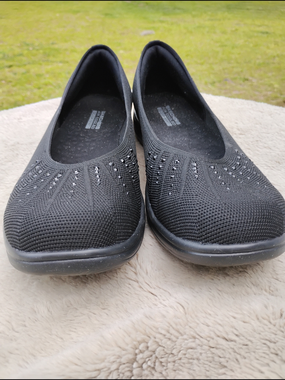 Skechers Shoes Women's 11 Solid Black Air Cooled Memory Foam Ballet Flats - Picture 3 of 6